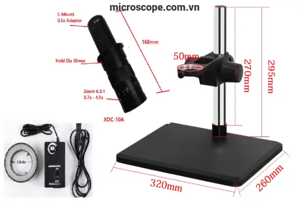 Phụ kiện và kích thước phụ kiện kính hiển vi điện tử SV-3800H