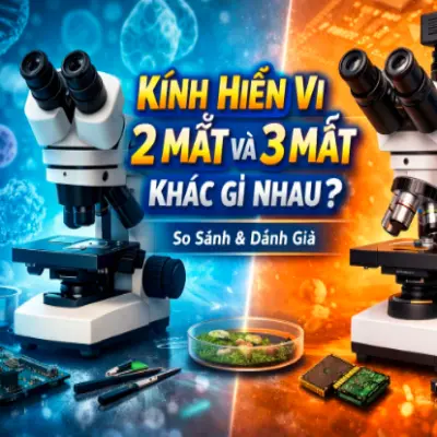 Hình ảnh bài viết so sánh loại kính hiển vi 2 mắt và kính hiển vi 3 mắt