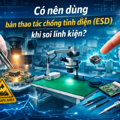 Bàn tĩnh điện ESD khi soi linh kiện điện tử