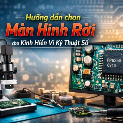 Hình nền bài viết hướng dẫn chọn màn hình cho kính hiển vi kỹ thuật số